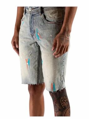 Serenede Coral Reef Denim Men Jean Shorts Men Size 36
